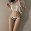Roupa íntima feminina pura e sexy cintura baixa fenda alta menina rede renda transparente quente triângulo roupa íntima feminina