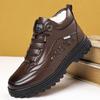 Zapatos de Algodón 2025 Invierno Zapatos de Cuero para Hombres de Mediana Edad y Papás Zapatos Forrados de Polar Casual Cálidos de Caña Alta Piel de Vaca Zapatos de Algodón Envío Directo