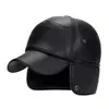 Chapéu de inverno para homens de meia-idade e idosos, com proteção para as orelhas, estilo boné de beisebol e design de aba grossa, forrado com fleece quente, adequado para pais e avôs