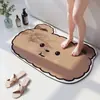 Alfombra Absorbente de Baño de Oso de Dibujos Animados, Alfombrilla de Piso de Lodo Diatomeas para Baño del Hogar, Entrada, Secado Rápido, Antideslizante