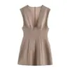 Para Comércio Exterior Transfronteiriço Europeu e Americano Roupas Femininas Aliexpress Mais Vendidas Moda de Verão Vestido Curto Listrado Sem Mangas Decote V