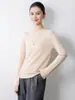 Camisa base versátil de alta gama lista para usar, textura lisa, simple y elegante, cuello redondo, manga larga, básica, para primavera y otoño, casual, para mujer