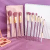 9 brochas de maquillaje pequeñas de camote morado, juego de brochas de pelo suave para sombra de ojos, brocha para polvo suelto, corrector, juego completo de brochas moradas