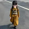 Atuendos de principios de otoño para niñas: traje de rayas, nuevo estilo otoño 2026, ropa de otoño elegante para bebé, conjunto de dos piezas de manga larga súper lindo