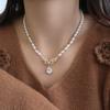 Colar de Pérolas Naturais de Água Doce de Zhuji Feminino Elegante Moda Pingente de Asas de Alto Padrão Design de Nicho Corrente de Lã