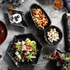 Vajilla de imitación de porcelana A5 negro dorado creativa plato para platos occidentales plato para bistec de melamina plato personalizado para frutas platos fríos postre