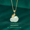 Colar Ano do Coelho animal year pingente feminino Coelho de Jade Hongyun sorte luz luxo alta qualidade corrente clavícula ins simples