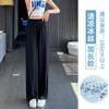 Pantalones anchos de seda de hielo para mujer, de verano 2022, finos, negros, holgados, de cintura alta, informales, con drapeado, rectos.