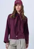 Sudadera Larga Holgada con Cordones para Mujer Otoño Invierno Nueva Elegante Casual Top Estilo Europeo Cuello Solapa Jersey