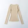 203-26 Otoño Estilo Coreano Ajuste Delgado Básico Liso Manga Larga Cuello en V Tejido de Punto Suéter de Manga Larga Camiseta Superior Ligeramente Transparente