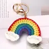 Colgante de ganchillo de arcoíris de amor trébol de cuatro hojas multicolor llavero accesorios para bolso regalo regalo