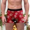 Comercio transfronterizo Ropa interior estampada para hombre de Navidad Europa y Estados Unidos nuevos cómodos transpirables de seda de leche boxers de cintura