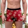 Comércio Exterior Transfronteiriço Roupa Íntima Masculina Estampada de Natal Estilo Novo Europeu e Americano Confortável e Respirável Seda de Leite Boxer de Cintura Média