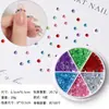 Caixa com 6 Compartimentos 2mm Zircônia Bolhas Transparentes Coloridas Aurora Semicírculo Pérola Flor Joia para Nail Art Olho de Gato Diamante