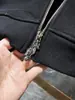 Chaqueta con capucha de cuero con cremallera y bordado completo de cruz en la espalda 24SS CH Industria Pesada para Pareja Transfronteriza
