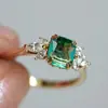 Anel de Jade Sintético Estilo Europeu e Americano Elegante Cao Shi para Mulheres, Marquise Exquisita com Zircônia Microcravejada Estilo Live do Tiktok Ins