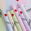 Papel para envolver ramos de flores, papel de regalo, materiales florales para manualidades, texto en inglés con forma de corazón, papel de regalo para fiestas