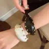 Pulsera geométrica de resina vintage americana para mujer, diseño retro, joyería única y versátil al por mayor