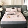 Set de Tres Piezas de Colchoneta de Seda de Hielo con Estampado Digital Clase A Verano Engrosado Antibacterial Lavable Lujo Ligero Sombrero de Cama Colchoneta para Aire Acondicionado