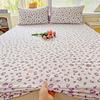 Lençol de Baixo com Elástico Floral Estilo Ins de Algodão 100% Lavado Personalizado Transfronteiriço Protetor de Colchão para Dormitório Estudantil Conjunto de Três Peças