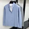 Camisa de algodón de alta gama para hombre para otoño, simple y casual, top versátil de manga larga, estilo casual ligero y maduro