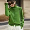 2026 Cardigan Abrigo de Punto para Mujer Estilo Francés Holgado Nuevo Abotonado Lana Cuello Alto Otoño Invierno Mezcla