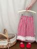 Pantalones de Verano a Cuadros de Pierna Ancha para Niñas Traje de Primavera y Otoño para Bebé Pantalones Antimosquitos con Encaje Empalmado Pantalones Versátiles y Modernos para Niños