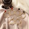 Pendientes circulares elegantes de alta gama de estilo coreano para mujer, estilo francés, con personalidad, diseño moderno, grandes, delgados y combinables.