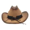 Sombrero de Jazz de Comercio Exterior Estilo Étnico Verano Hombres y Mujeres Paja Dura Copa Sombrero de Paja Vaquero Protector Solar Sombrero Visera Sombrero de Pescador