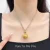 "Baocai Xiaomi" Nuevo Estilo Chino Gatito Dorado Collar de Monedas, Único y Lindo, con Cascabel y Cuerda Trenzada, Cadena para Clavícula