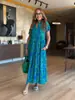 2026 Verano Moda Casual Transfronteriza Europea y Americana Estampado Bolsillo Holgado Vestido Largo para Mujer Ropa para Mujer
