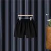 Shorts Esportivos de Verão Elásticos na Cintura Preto Cinza Masculino e Feminino Médio Elástico Solto Casual Versão Lisa Calças