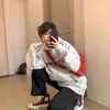 Sudadera con capucha y estampado de letras retro americano en blanco y gris con forro polar para mujer, nueva popular chaqueta casual holgada de 2026