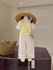 Conjunto de Verano para Niñas Chaleco Elegante Manga Corta Pantalones Casuales Lindos Ropa de Bebé Estilo Delgado de Verano Top Dulce Pantalones