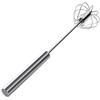 Batidor de huevos de acero inoxidable manual de uso doméstico, tipo empuje, semiautomático, para batir crema y hornear huevos.