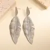 Pendientes Exagerados Estilo Ins de Moda Europea y Americana, Tachuelas de Pluma y Hoja, Pendientes Largos con Borlas para Mujer, Accesorios para Orejas