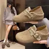 Nuevos Zapatos Planos Birkenstock Estilo Universitario de Suela Gruesa sin Cordones 2026 Versátiles Estilo Bosque Otoño para Mujer Uso Bidireccional Aumentan la Altura