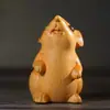 Talla en Madera de Ciprés de las Doce Ratas del Zodiaco, Adorno de Mano, Decoración del Hogar, Coleccionable, Pieza de Exhibición Portátil