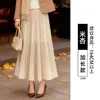 Saia midi feminina de veludo, nova saia plissada outono/inverno 2026, plus size, corte solto, efeito emagrecedor, saia longa elegante