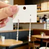 Pendientes de Perlas y Pedrería Estilo Zhao Lusi, Lujo Ligero y Moda de Alta Gama, Pendientes de Botón Versátiles con Borla Larga