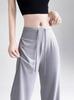 Pantalones de pierna ancha con protección solar de seda helada para mujer, nuevo estilo de verano 2025, finos, estilo Lulu igual, secado rápido, holgados, informales, estilo perezoso