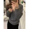 Tejido de punto tipo lana, estilo coreano, hermoso top de malla con patchwork y cuello en V, una capa interior ligera y lujosa para mujer, perfecto para otoño e invierno