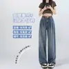 Calça Jeans Wide Leg Justa para Mulheres Verão 2025 Tendência Versátil Nova Cintura Alta Retrô Solta Reta Comprimento Total