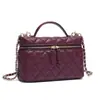 Otoño/Invierno Nuevo Cuero Genuino Estilo Coco Caviar Acolchado Cadena Lonchera Bolso de Caja de Almuerzo de Moda para un Hombro Cruzado de Hombro Portátil