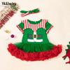 Ropa de primavera y verano para niñas y niños de 0 a 2 años, vestido corto con estampado de dibujos animados para bebé, conjunto de dos piezas con accesorios para la cabeza, venta directa de fábrica
