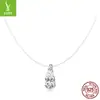 El Nuevo Collar de Plata de Ley S925 con Colgante de Zirconia en Forma de Gota y Hilo de Pescar Invisible de Yinziyun es Sencillo y Versátil, Cadena Brillante para Clavícula