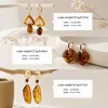 Aretes estilo Melard transfronterizos, aretes de resina ámbar, aretes geométricos vintage de carey color caramelo, aretes de mujer otoño/invierno