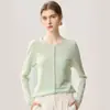 Nuevo Cárdigan de Punto Redondo de Lana Pura Otoño/Invierno 2026 Manga Larga Color Sólido con Bolsillo y Dobladillo Enrollado Ajuste Holgado Suéter de Lana para Mujer