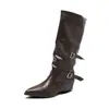 Botas de Vaquero Occidentales Vintage de Verano 2026 para Mujer Beihuo Versátiles Adelgazantes Largas Hasta la Rodilla