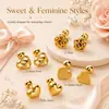 Brincos de aço titânio em formato de coração para mulheres, não desbotam, ear cuffs de alta qualidade e elegantes, design de rosca para evitar perdas, brincos de pérola redonda fosca
